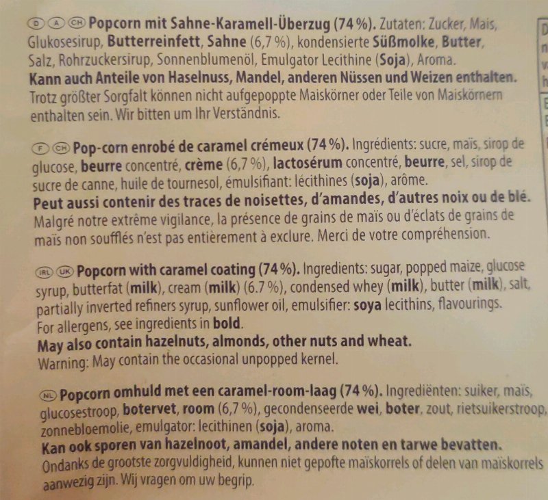 Foto da lista de ingredientes