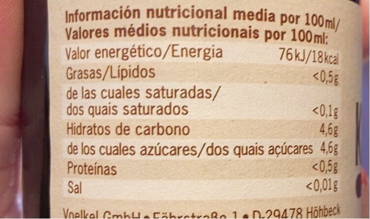 Foto da tabela nutricional