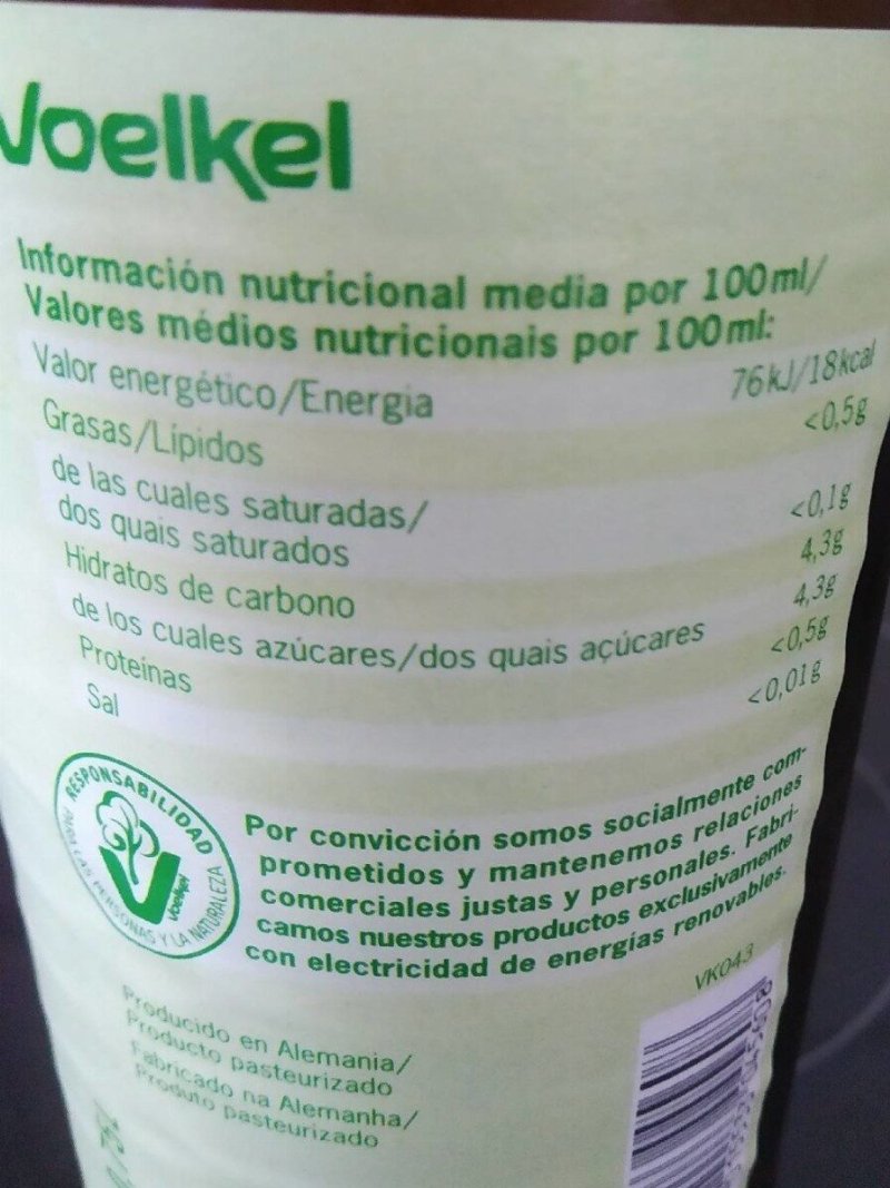 Foto da tabela nutricional