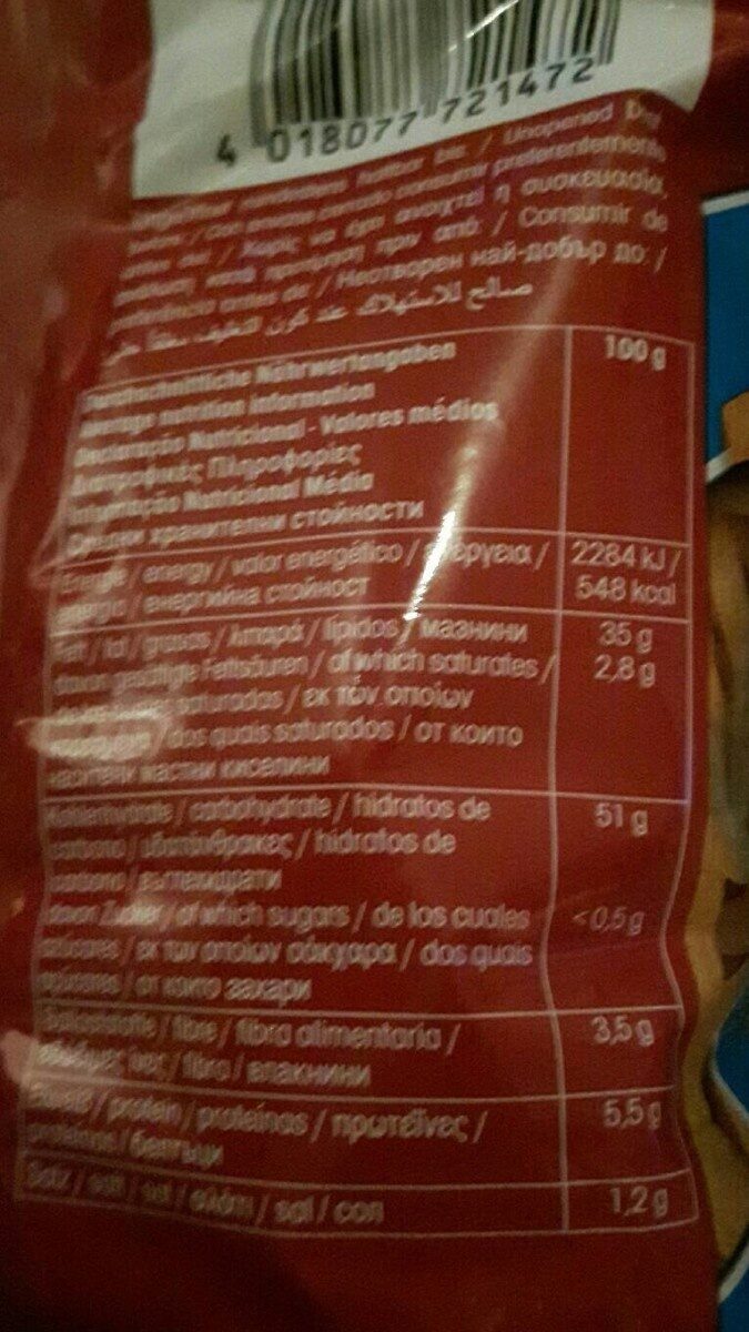 Foto da tabela nutricional