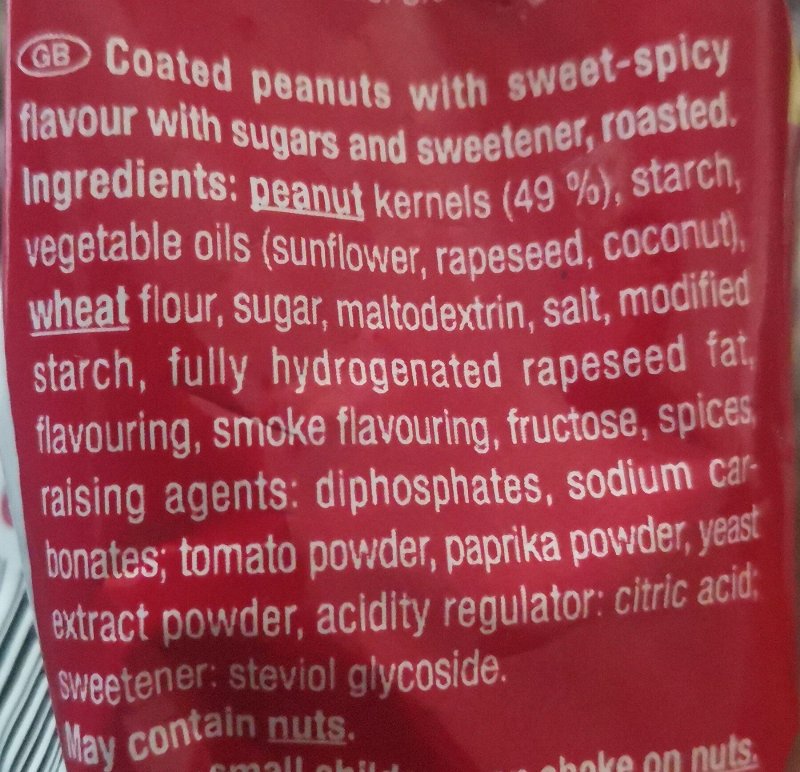 Foto da lista de ingredientes