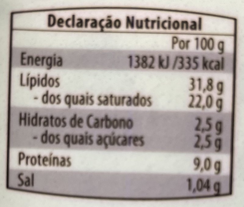 Foto da tabela nutricional