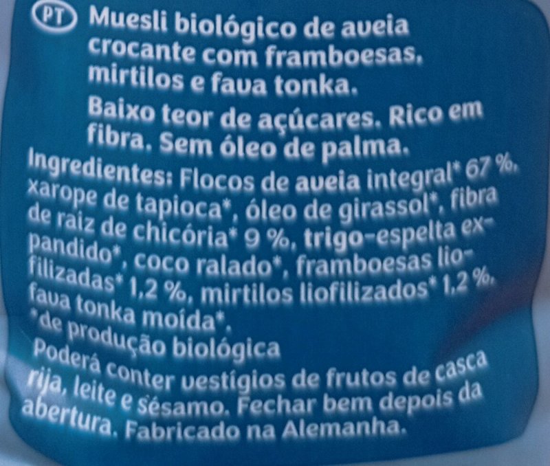 Foto da lista de ingredientes