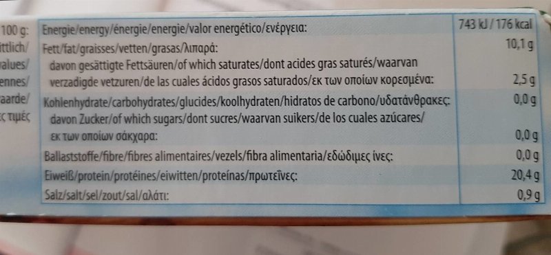 Foto da tabela nutricional