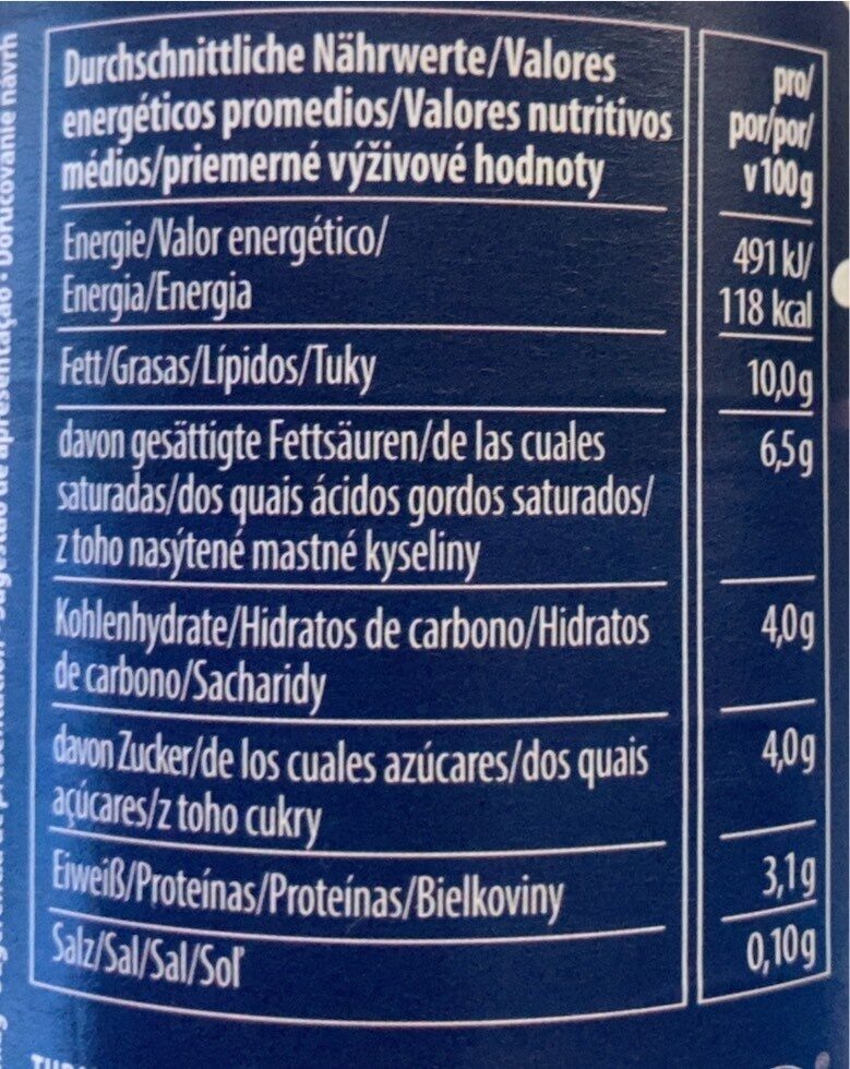 Foto da tabela nutricional