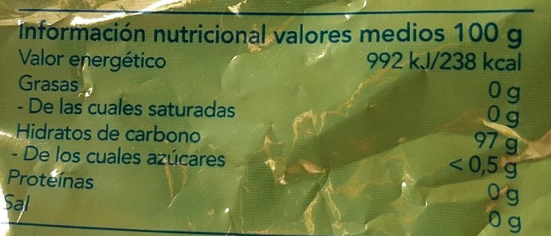 Foto da tabela nutricional