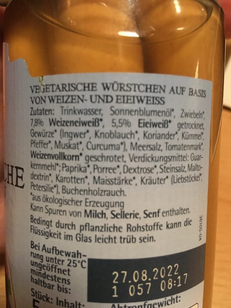 Foto da lista de ingredientes