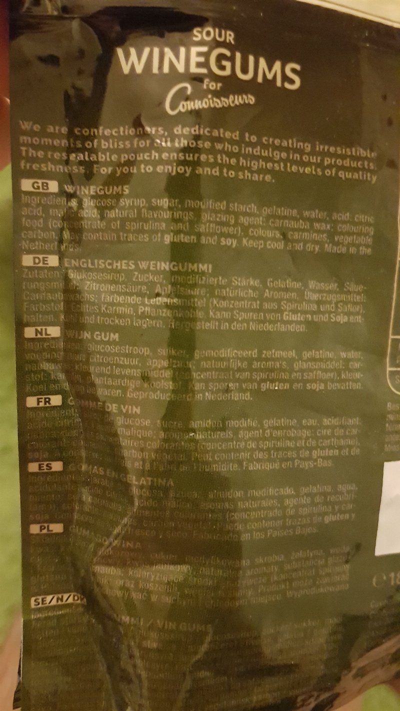 Foto da lista de ingredientes