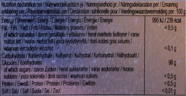 Foto da tabela nutricional