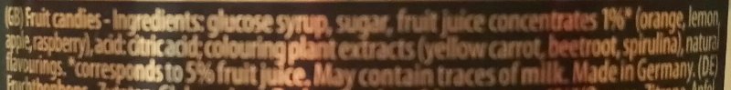 Foto da lista de ingredientes