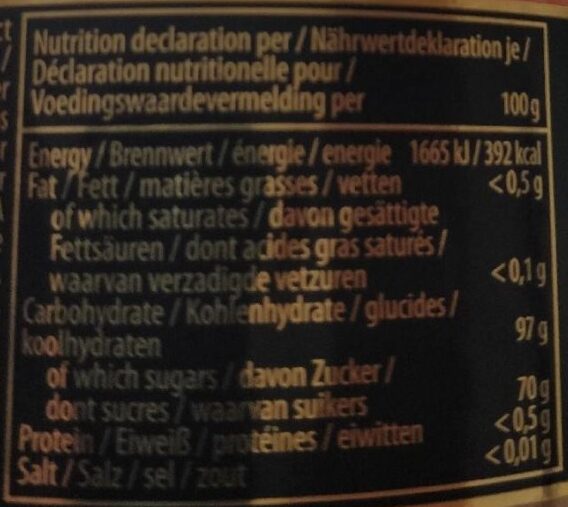 Foto da tabela nutricional