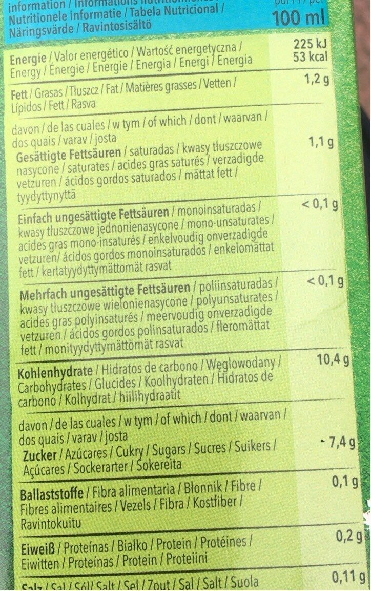 Foto da tabela nutricional
