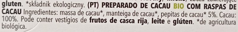 Foto da lista de ingredientes