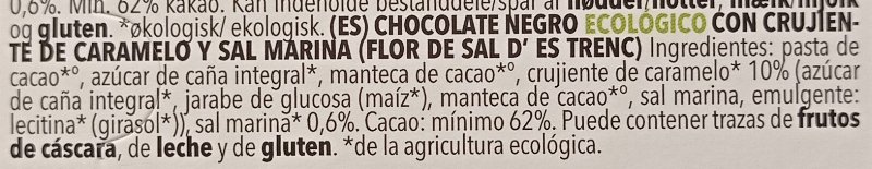 Foto da lista de ingredientes