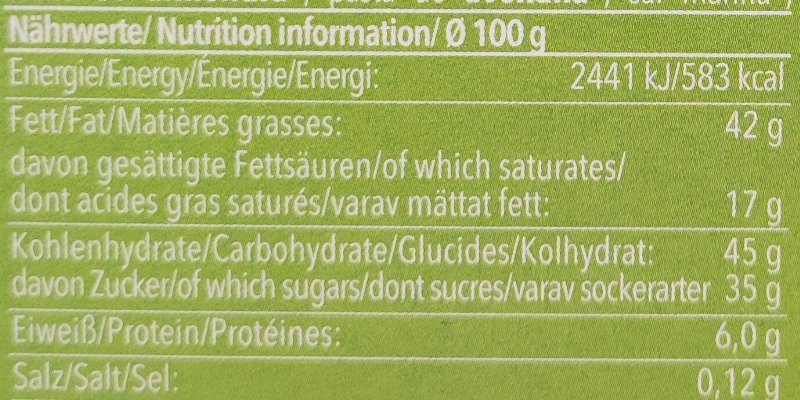 Foto da tabela nutricional
