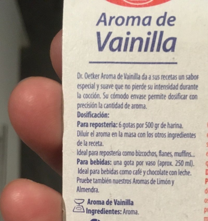 Foto da lista de ingredientes