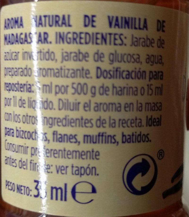 Foto da lista de ingredientes