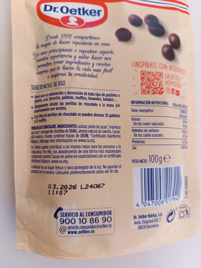 Foto da lista de ingredientes