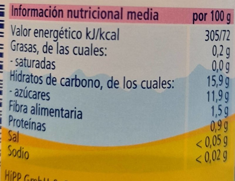 Foto da tabela nutricional