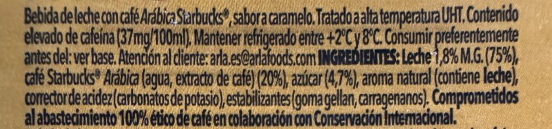 Foto da lista de ingredientes