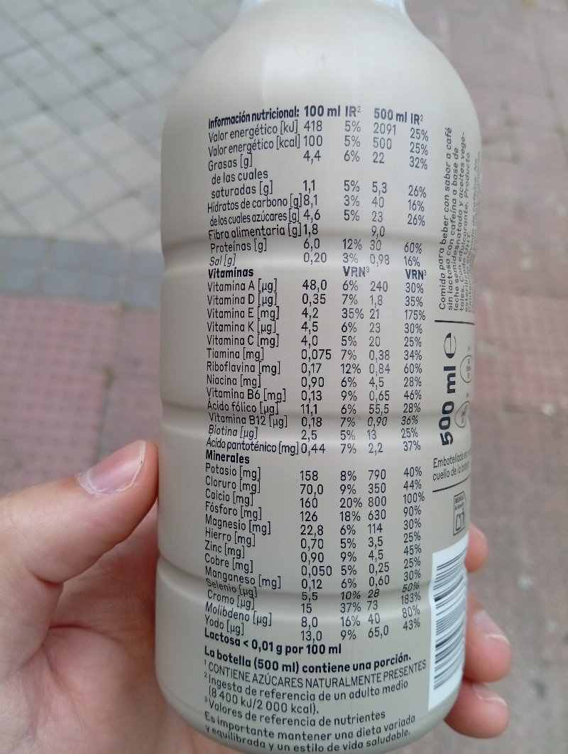Foto da lista de ingredientes