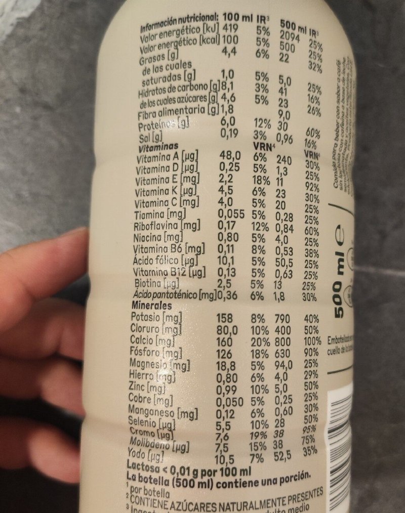 Foto da tabela nutricional