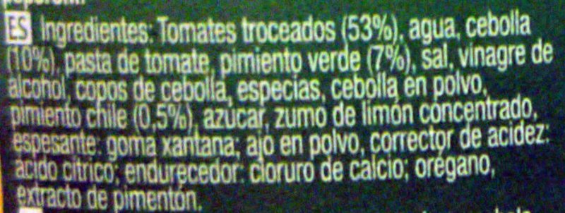 Foto da lista de ingredientes