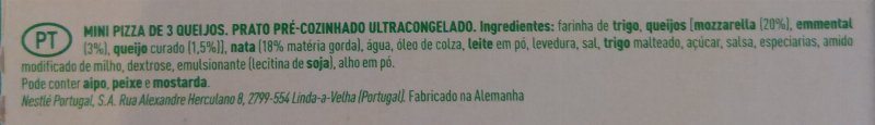 Foto da lista de ingredientes