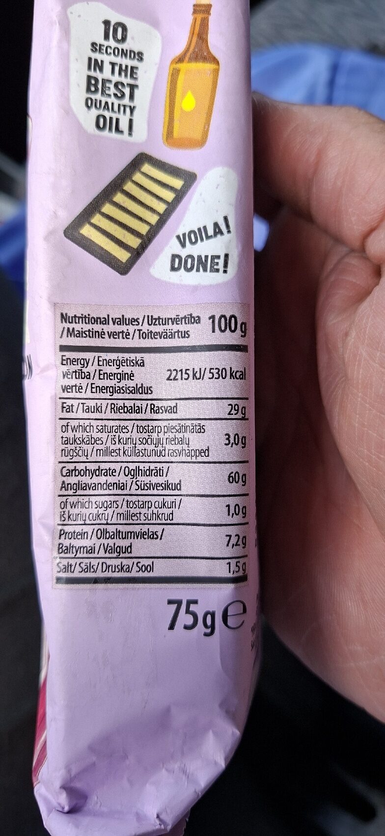Foto da tabela nutricional