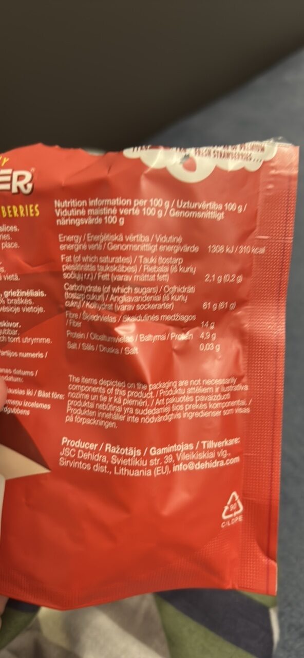 Foto da tabela nutricional