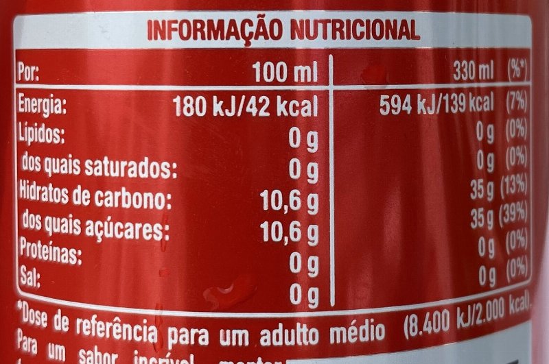 Foto da tabela nutricional