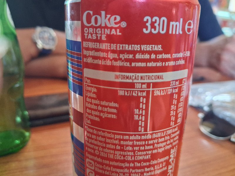 Foto da tabela nutricional