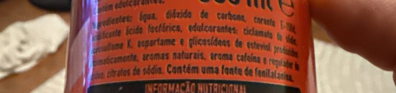 Foto da lista de ingredientes