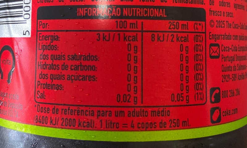 Foto da tabela nutricional