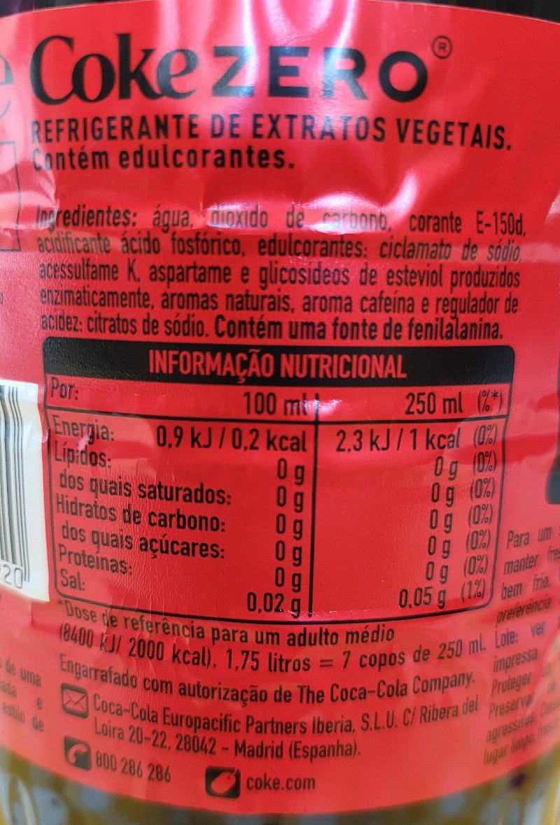 Foto da lista de ingredientes