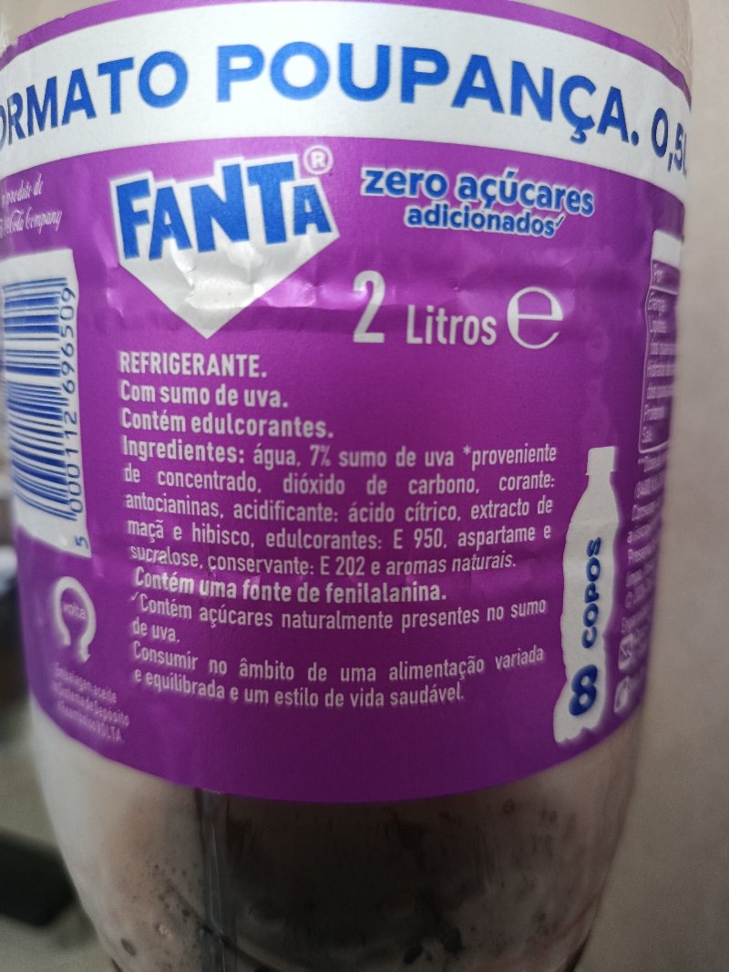 Foto da lista de ingredientes