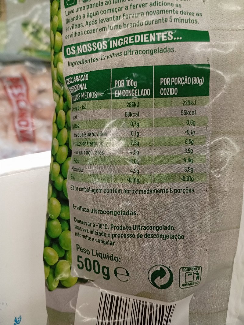 Foto da tabela nutricional