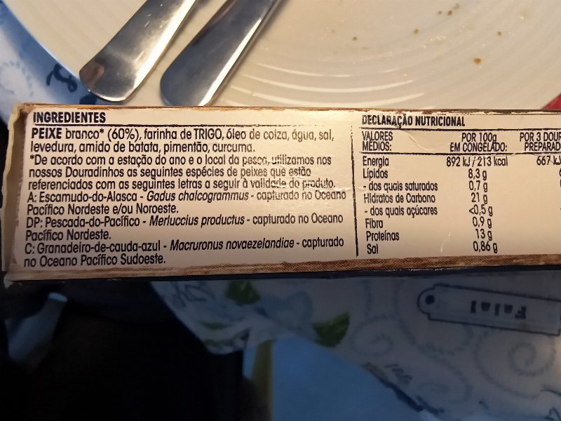 Foto da lista de ingredientes