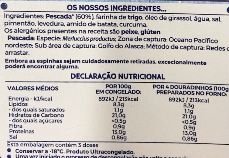 Foto da tabela nutricional