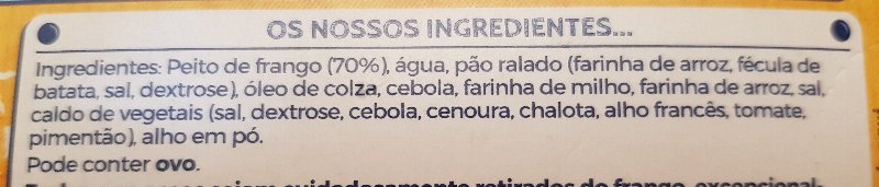 Foto da lista de ingredientes