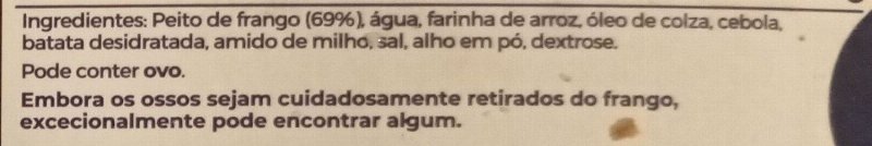Foto da lista de ingredientes