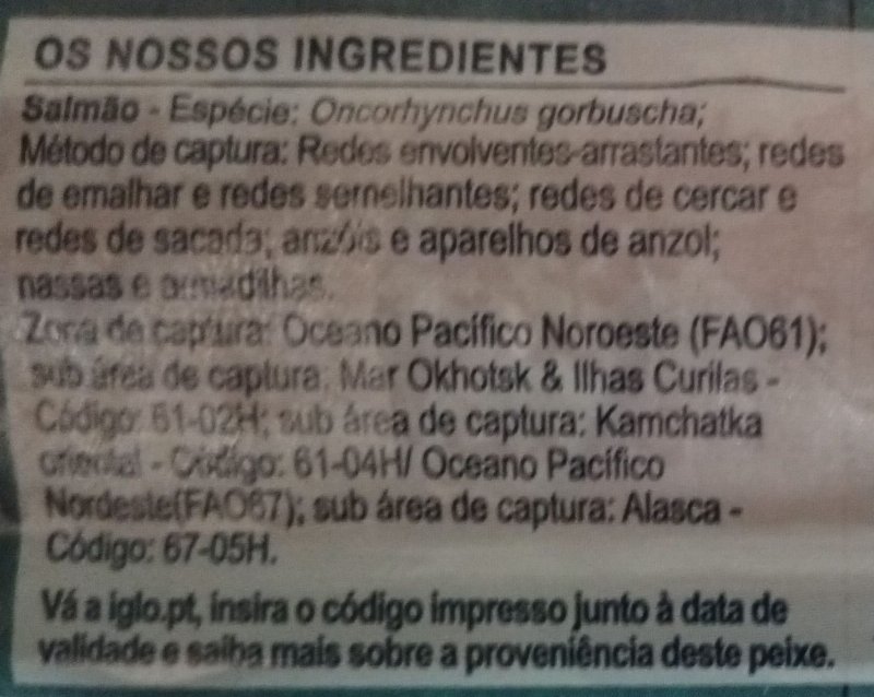 Foto da lista de ingredientes