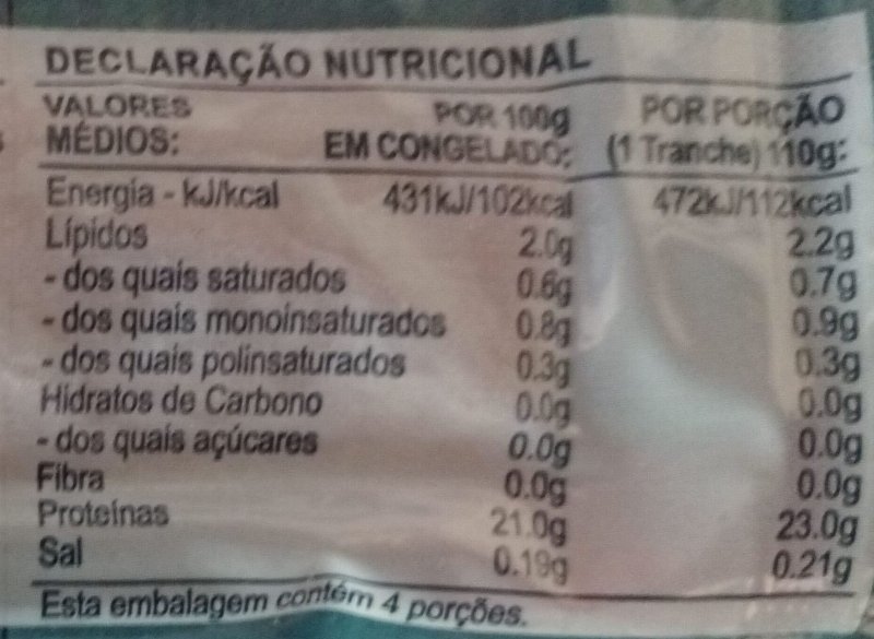 Foto da tabela nutricional