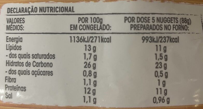 Foto da tabela nutricional