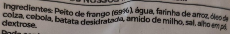 Foto da lista de ingredientes