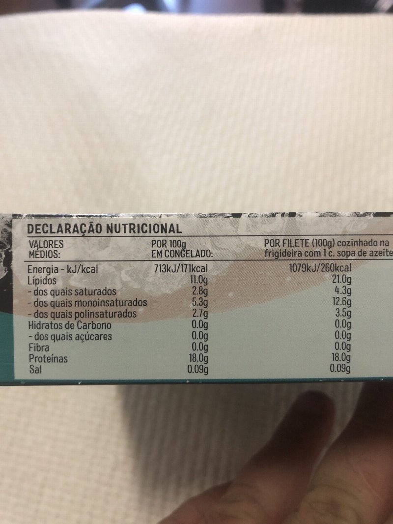 Foto da tabela nutricional
