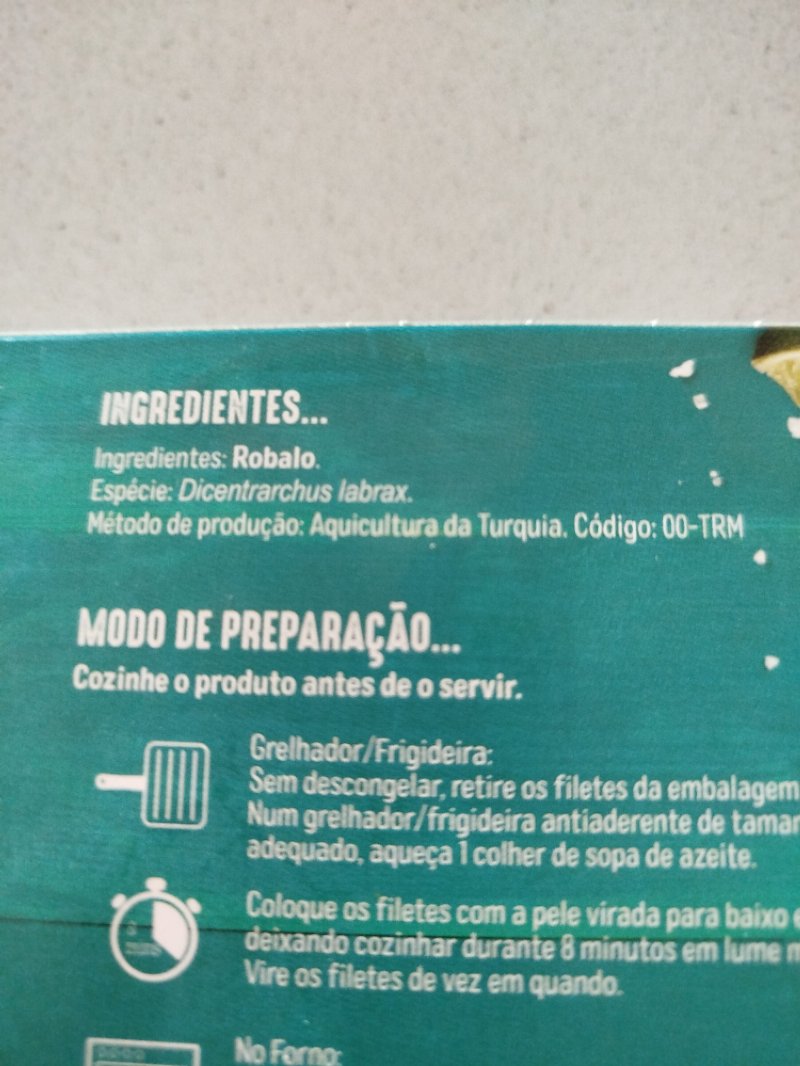 Foto da lista de ingredientes