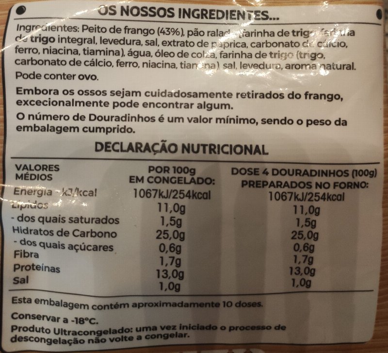 Foto da lista de ingredientes