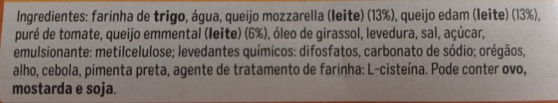 Foto da lista de ingredientes
