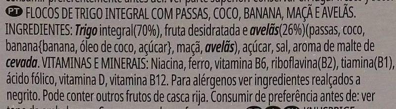 Foto da lista de ingredientes